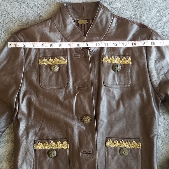 Vintage Leather Knit Button Up Brown Jacket - Picture 3 of 7